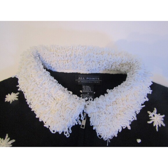 Snowman Christmas Cardigan Vintage 80s Holiday Sweater All Points Size M - Picture 6 of 9